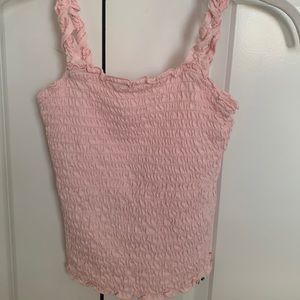 Abercrombie Cropped Pink Ruffled Top